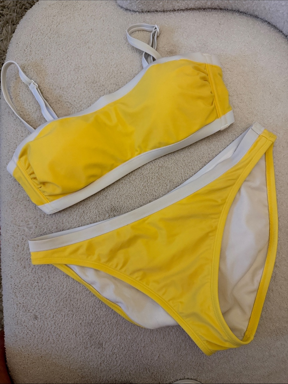 Shade & Shore Yellow and White Two-Piece Bikini Set
